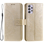Imprinted Mandala Flower Stand Wallet Function PU Leather Phone Folio Flip Cover Case with Strap for Samsung Galaxy A73 5G