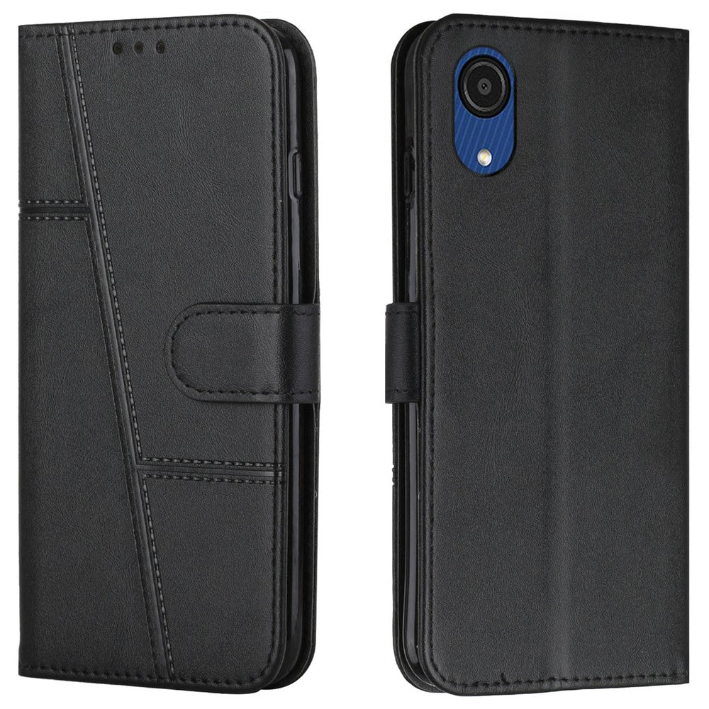 Stitching PU Leather Cover + TPU Phone Case Stand Wallet Protective Cover for Samsung Galaxy A03 Core