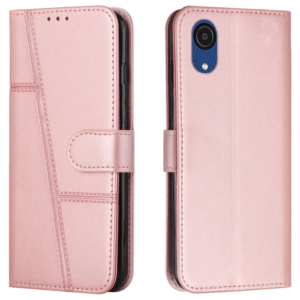 Stitching PU Leather Cover + TPU Phone Case Stand Wallet Protective Cover for Samsung Galaxy A03 Core