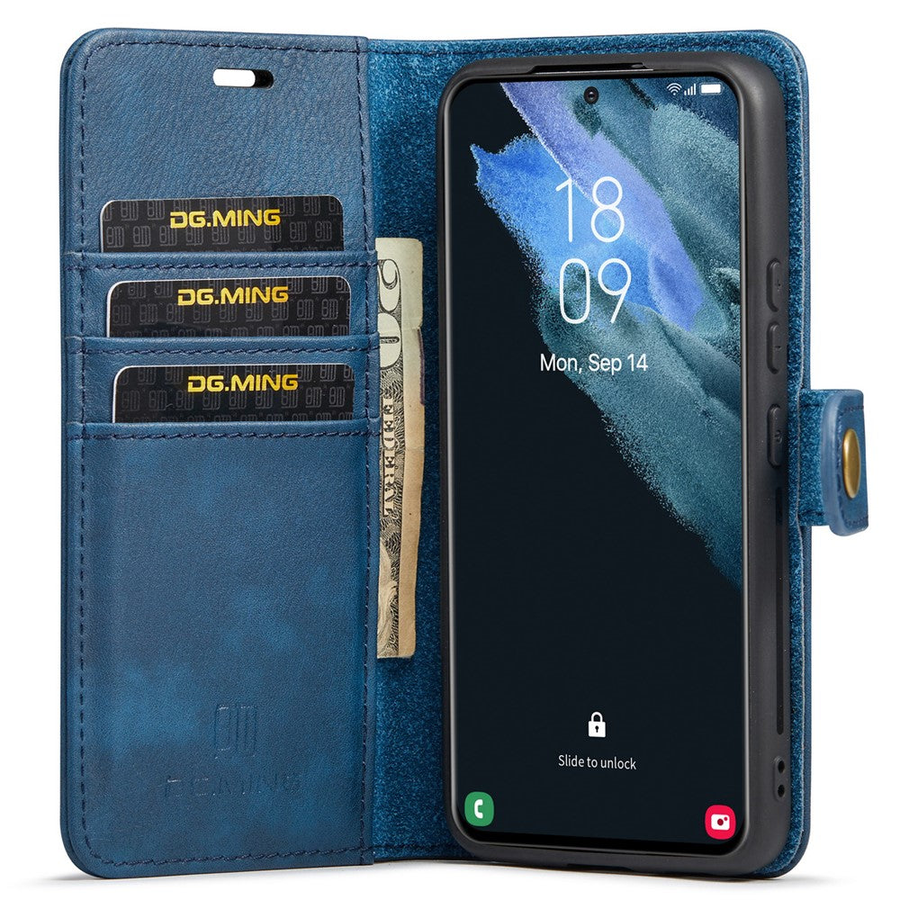 DG.MING Split Leather Wallet Full Protection Cover Shell Detachable 2-in-1 TPU Inner Phone Case for Samsung Galaxy S22+ 5G