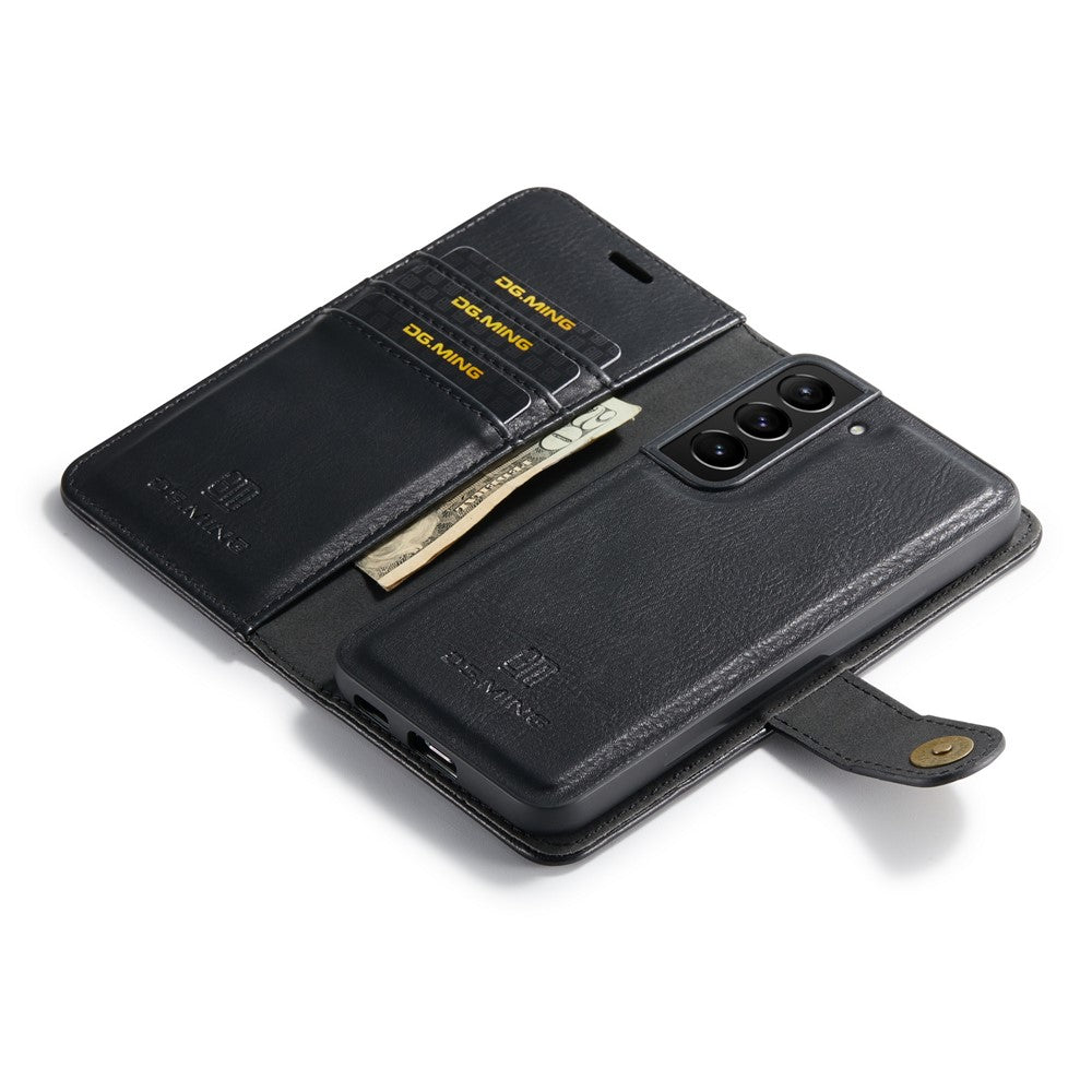 DG.MING For Samsung Galaxy S22 5G Detachable 2-in-1 Split Leather Full Protection Shell Wallet Cover TPU Inner Phone Case