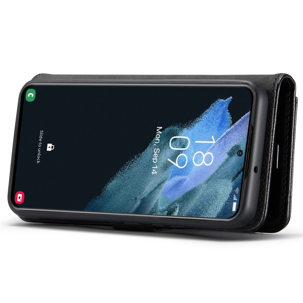 DG.MING För Samsung Galaxy S22 5G Avtagbart 2-i-1 Delat Läder Fullt Skyddande Plånboksfodral TPU Innerskal - Blå