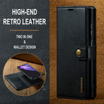 DG.MING Split Leather Case for Samsung Galaxy S22 Ultra 5G Detachable 2-in-1 Wallet Phone Cover with Stand