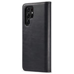 DG.MING Split Leather Case for Samsung Galaxy S22 Ultra 5G Detachable 2-in-1 Wallet Phone Cover with Stand