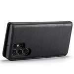 DG.MING Split Leather Case for Samsung Galaxy S22 Ultra 5G Detachable 2-in-1 Wallet Phone Cover with Stand