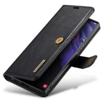 DG.MING Split Leather Case for Samsung Galaxy S22 Ultra 5G Detachable 2-in-1 Wallet Phone Cover with Stand