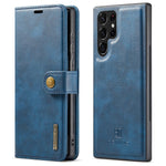 DG.MING Split Leather Case for Samsung Galaxy S22 Ultra 5G Detachable 2-in-1 Wallet Phone Cover with Stand