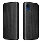 Carbon Fiber Texture Card Holder Phone Case Foldable Stand PU Leather Cover for Samsung Galaxy A03 Core