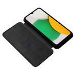 Carbon Fiber Texture Card Holder Phone Case Foldable Stand PU Leather Cover for Samsung Galaxy A03 Core