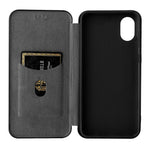 Carbon Fiber Texture Card Holder Phone Case Foldable Stand PU Leather Cover for Samsung Galaxy A03 Core