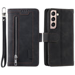 Shockproof Mobile Phone Wallet Phone Case Zipper Pocket Stand Phone Cover with Carrying Strap for Samsung Galaxy S22 5G