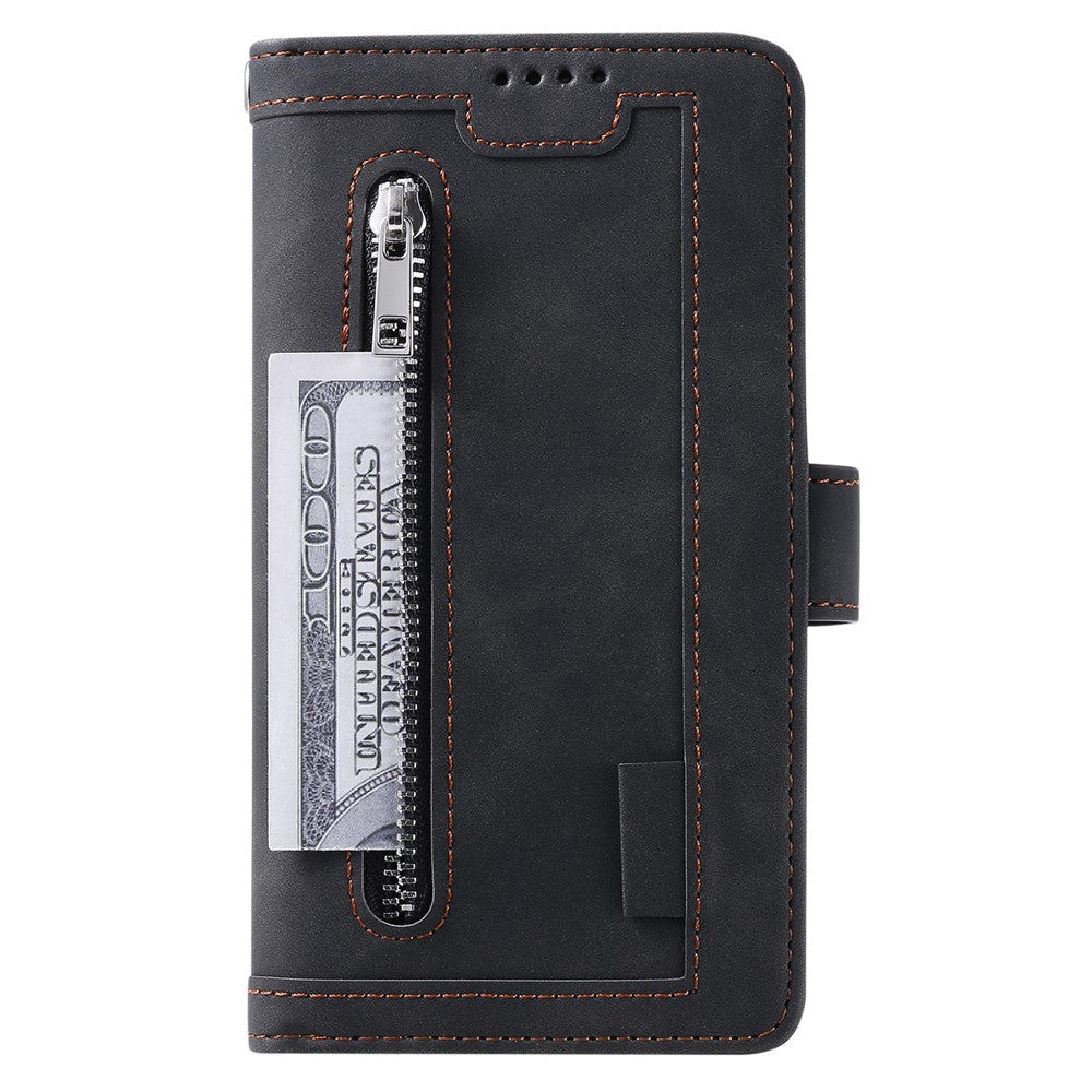 Shockproof Mobile Phone Wallet Phone Case Zipper Pocket Stand Phone Cover with Carrying Strap for Samsung Galaxy S22 5G