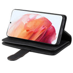 Shockproof Mobile Phone Wallet Phone Case Zipper Pocket Stand Phone Cover with Carrying Strap for Samsung Galaxy S22 5G