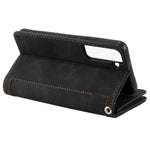 Shockproof Mobile Phone Wallet Phone Case Zipper Pocket Stand Phone Cover with Carrying Strap for Samsung Galaxy S22 5G