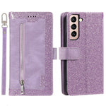 Shockproof Mobile Phone Wallet Phone Case Zipper Pocket Stand Phone Cover with Carrying Strap for Samsung Galaxy S22 5G