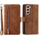 Shockproof Mobile Phone Wallet Phone Case Zipper Pocket Stand Phone Cover with Carrying Strap for Samsung Galaxy S22 5G