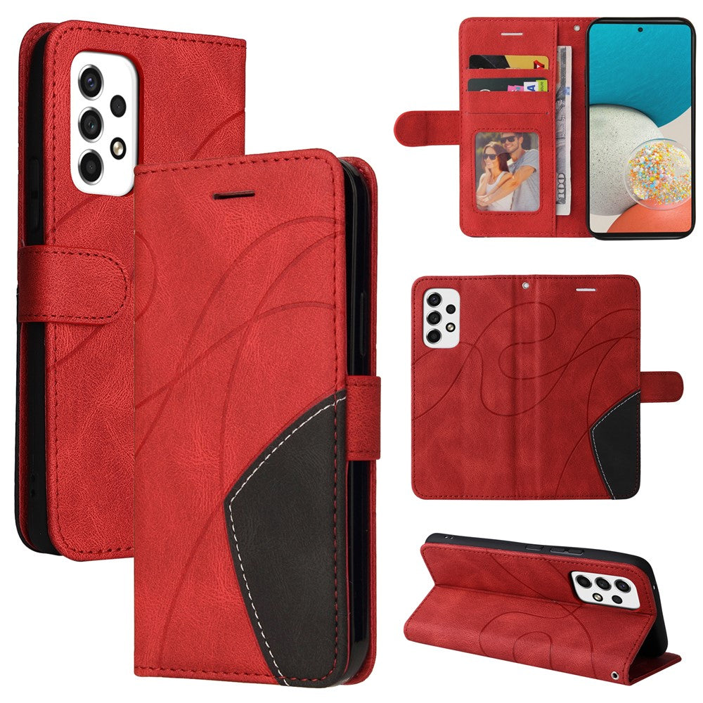 For Samsung Galaxy A53 5G Leather Case Wallet Stand Color Splicing Phone Cover