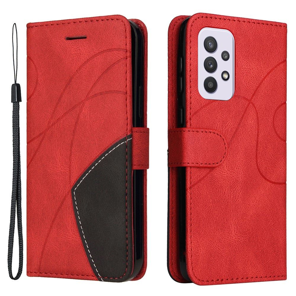For Samsung Galaxy A33 5G Leather Case Wallet Stand Color Splicing Phone Cover