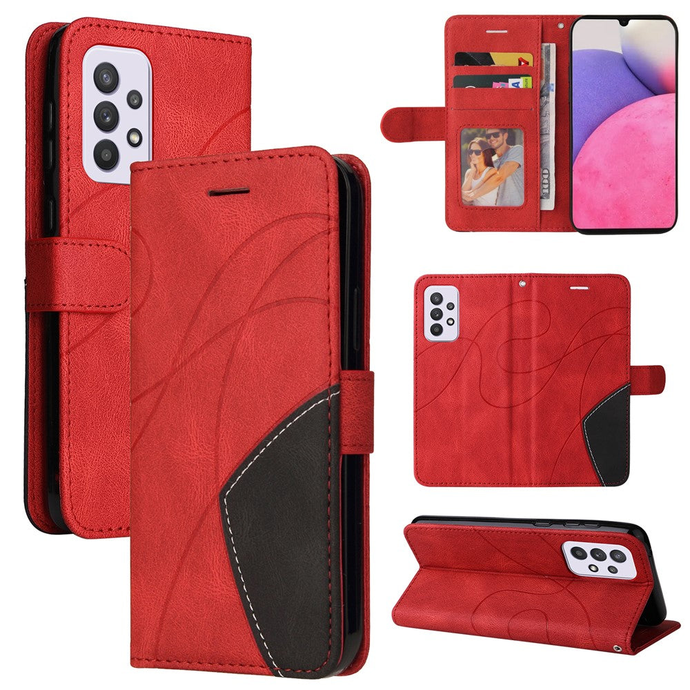 For Samsung Galaxy A33 5G Leather Case Wallet Stand Color Splicing Phone Cover