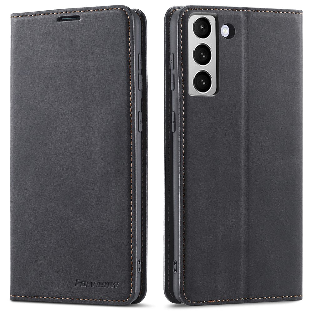FORWENW Fantasy Series Soft TPU Inner Case Skin-touch PU Leather Cover with Wallet Stand for Samsung Galaxy S22+ 5G