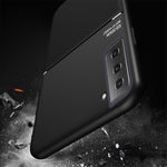 Inbyggt metallplåtsskyddande fallskydd med tryck i PU-läder + TPU-mobilskal för Samsung Galaxy S21 5G