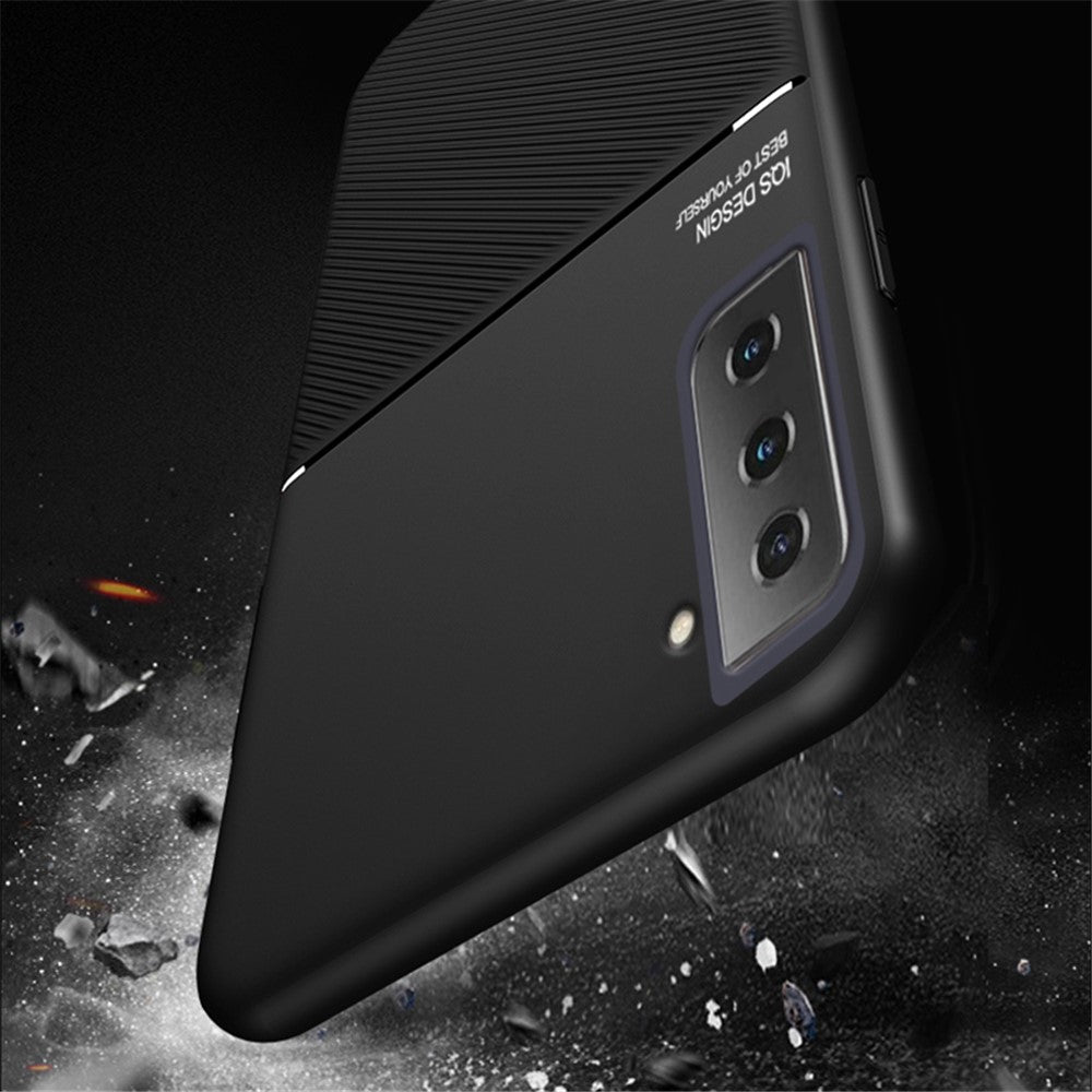 Inbyggt metallplåtsskyddande fallskydd med tryck i PU-läder + TPU-mobilskal för Samsung Galaxy S21 5G