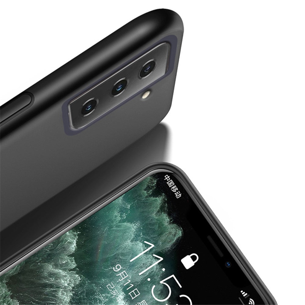 Indbygget Metalplade Drop-resistent Cover Prægning PU Læder + TPU Telefoncover til Samsung Galaxy S21 5G