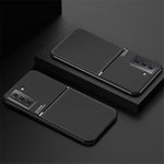Car Mount Holder Metal Sheet Imprinting PU Leather + TPU Phone Case Shell for Samsung Galaxy S21+ 5G