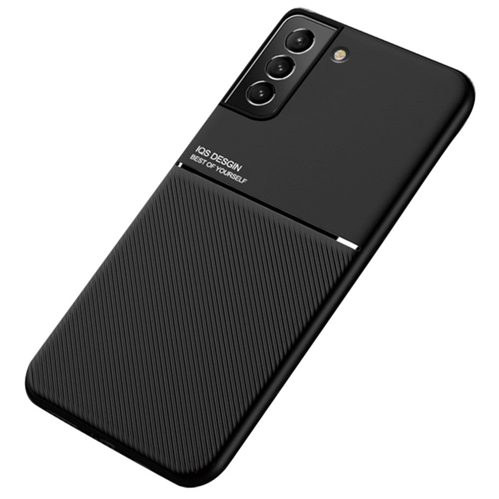 Business Style Anti-fall Phone Case TPU + PU Leather Shockproof Phone Cover with Built-in Magnetic Metal Sheet for Samsung Galaxy S22 5G