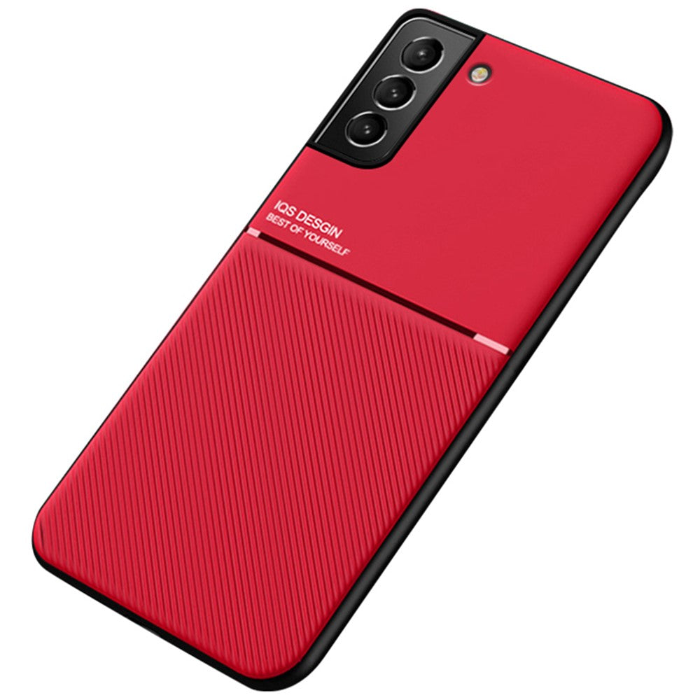 Business Style Anti-fall Phone Case TPU + PU Leather Shockproof Phone Cover with Built-in Magnetic Metal Sheet for Samsung Galaxy S22 5G