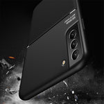 Business Style Anti-fall Phone Case TPU + PU Leather Shockproof Phone Cover with Built-in Magnetic Metal Sheet for Samsung Galaxy S22 5G