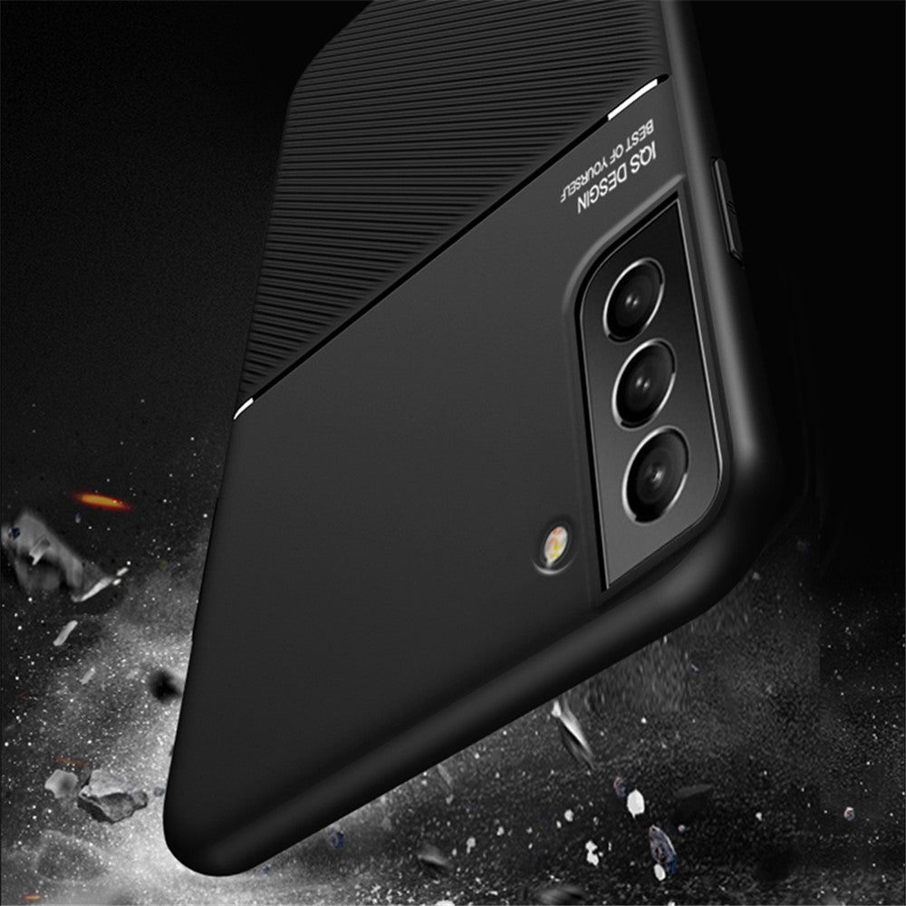 Business Style Anti-fall Phone Case TPU + PU Leather Shockproof Phone Cover with Built-in Magnetic Metal Sheet for Samsung Galaxy S22 5G