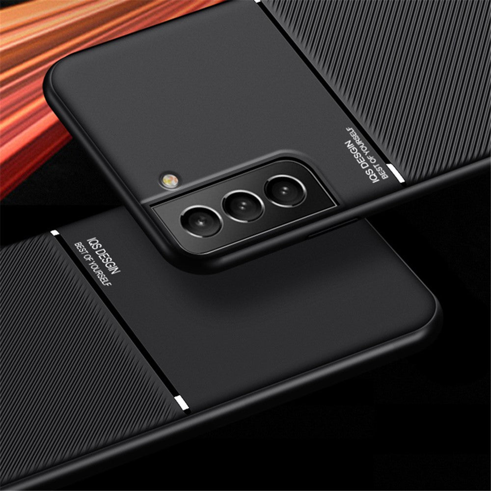 Business Style Anti-fall Phone Case TPU + PU Leather Shockproof Phone Cover with Built-in Magnetic Metal Sheet for Samsung Galaxy S22 5G