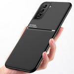 Built-in Magnetic Metal Sheet Mobile Phone Case TPU + PU Leather Shockproof Mobile Phone Covering for Samsung Galaxy S22+ 5G