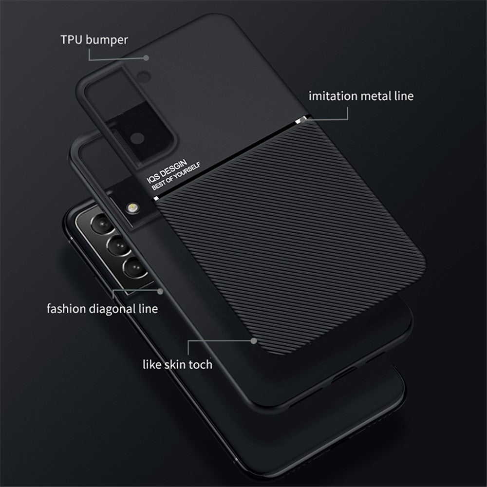 Built-in Magnetic Metal Sheet Mobile Phone Case TPU + PU Leather Shockproof Mobile Phone Covering for Samsung Galaxy S22+ 5G