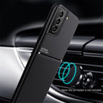 Built-in Magnetic Metal Sheet Mobile Phone Case TPU + PU Leather Shockproof Mobile Phone Covering for Samsung Galaxy S22+ 5G
