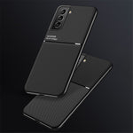Built-in Magnetic Metal Sheet Mobile Phone Case TPU + PU Leather Shockproof Mobile Phone Covering for Samsung Galaxy S22+ 5G