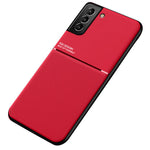Built-in Magnetic Metal Sheet Mobile Phone Case TPU + PU Leather Shockproof Mobile Phone Covering for Samsung Galaxy S22+ 5G