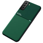 Built-in Magnetic Metal Sheet Mobile Phone Case TPU + PU Leather Shockproof Mobile Phone Covering for Samsung Galaxy S22+ 5G