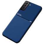 Built-in Magnetic Metal Sheet Mobile Phone Case TPU + PU Leather Shockproof Mobile Phone Covering for Samsung Galaxy S22+ 5G
