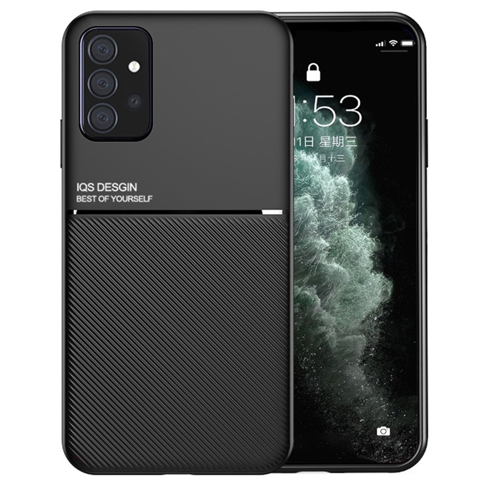 Samsung Galaxy A72 4G/5G, texturerat, reptåligt, lätt, smalt TPU- + PU-läderskal med inbyggd magnetisk metallplåt