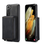 JEEHOOD Detachable 2-in-1 Magnetic Zipper Wallet Leather Coated TPU Phone Case for Samsung Galaxy S22+ 5G