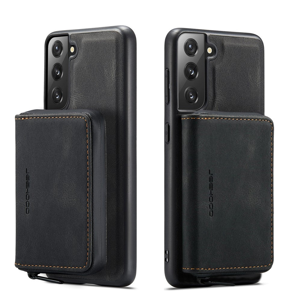 JEEHOOD Avtagbart 2-i-1 Magnetisk Dragkedja Plånbok Läderbelagt TPU mobilskal för Samsung Galaxy S22+ 5G