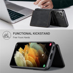 JEEHOOD Detachable 2-in-1 Magnetic Zipper Wallet Leather Coated TPU Phone Case for Samsung Galaxy S22+ 5G