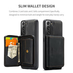 JEEHOOD Detachable 2-in-1 Magnetic Zipper Wallet Leather Coated TPU Phone Case for Samsung Galaxy S22+ 5G
