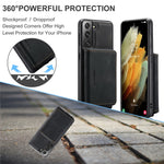 JEEHOOD Detachable 2-in-1 Magnetic Zipper Wallet Leather Coated TPU Phone Case for Samsung Galaxy S22+ 5G