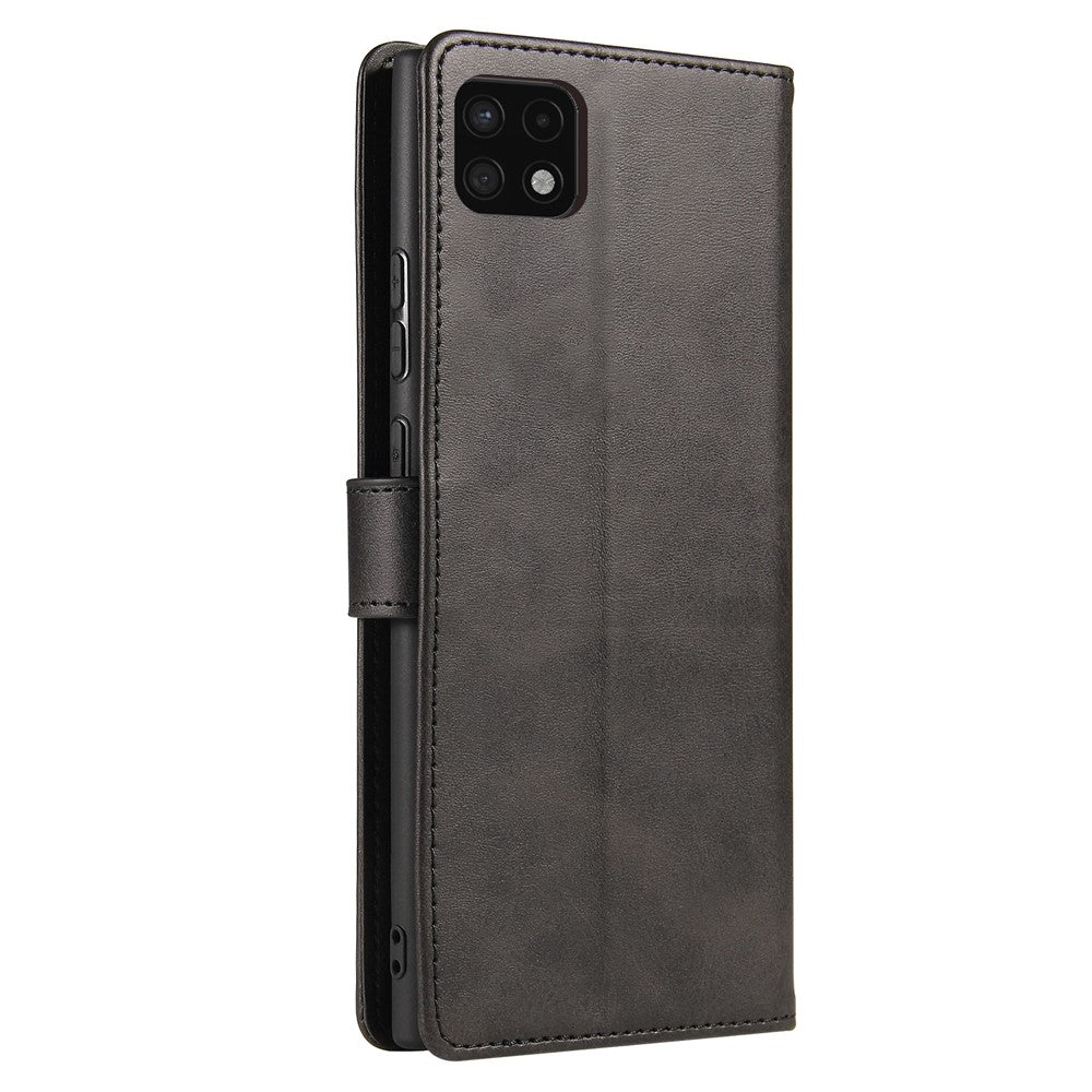 Textured Well-protected PU Leather + Soft TPU Phone Cover Dual-sided Magnetic Clasp Stand Case with Wallet for Samsung Galaxy A22 5G (EU Version)