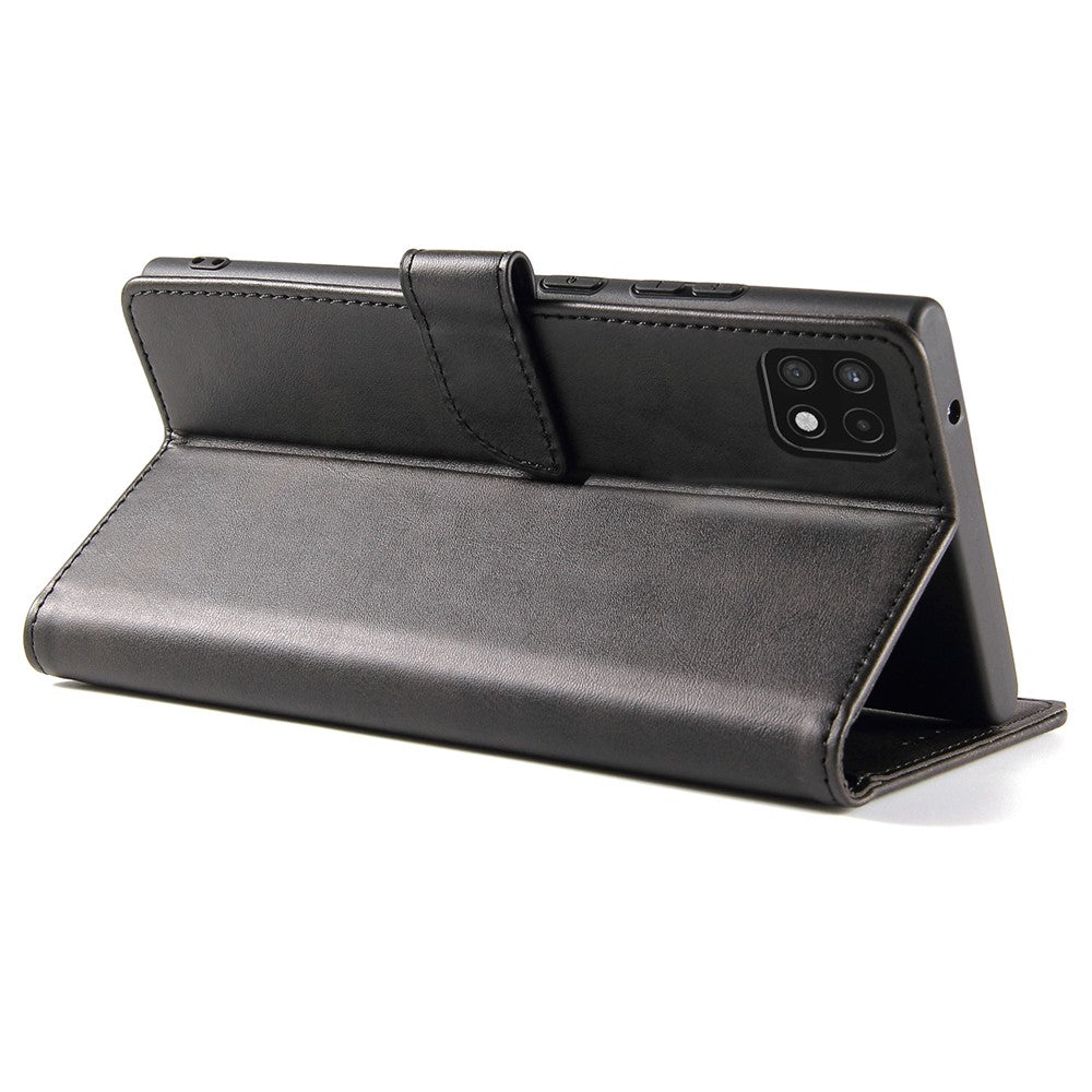 Textured Well-protected PU Leather + Soft TPU Phone Cover Dual-sided Magnetic Clasp Stand Case with Wallet for Samsung Galaxy A22 5G (EU Version)