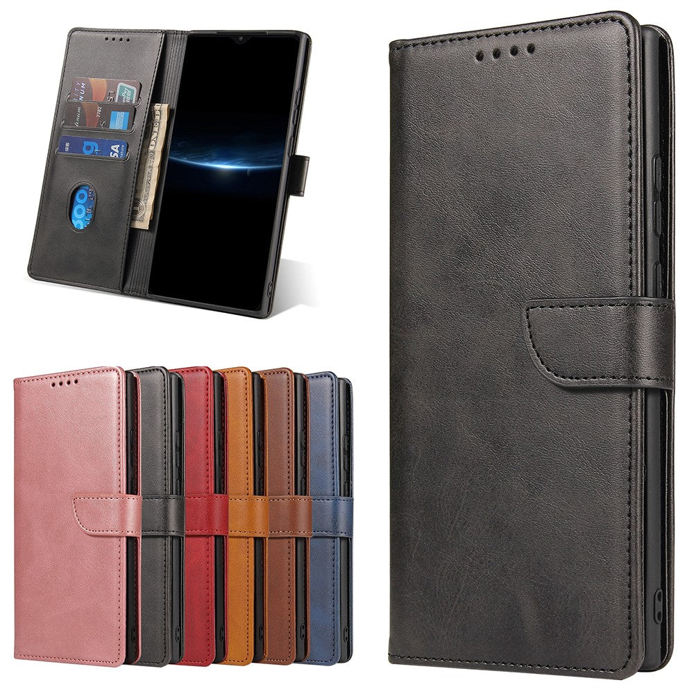 Textured Well-protected PU Leather + Soft TPU Phone Cover Dual-sided Magnetic Clasp Stand Case with Wallet for Samsung Galaxy A22 5G (EU Version)