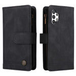 Stripes Imprinted Solid Color Skin-touch Wallet Stand Leather Cover Card Slots Phone Case with Zipper Pocket for Samsung Galaxy A32 5G/M32 5G